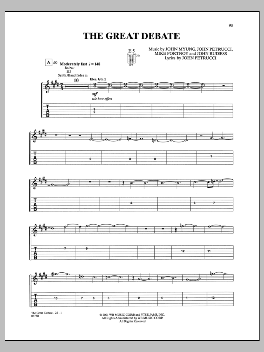 Dream Theater The Great Debate sheet music notes and chords arranged for Guitar Tab