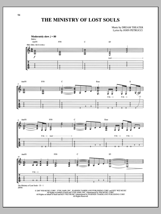 Dream Theater The Ministry Of Lost Souls sheet music notes and chords arranged for Guitar Tab