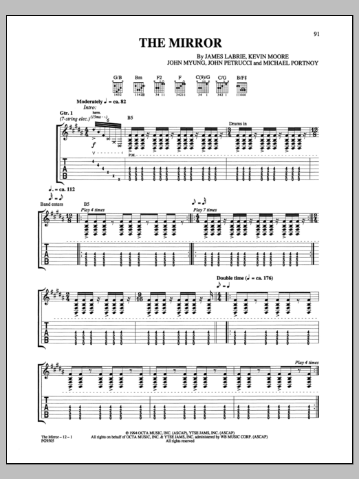 Dream Theater The Mirror sheet music notes and chords arranged for Guitar Tab
