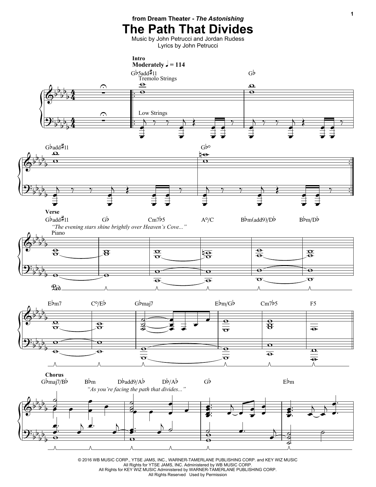 Dream Theater The Path That Divides sheet music notes and chords arranged for Guitar Tab