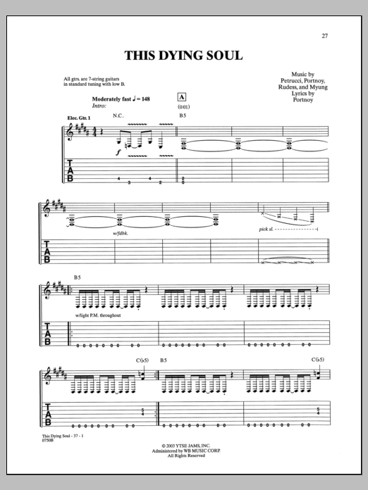 Dream Theater This Dying Soul sheet music notes and chords arranged for Guitar Tab