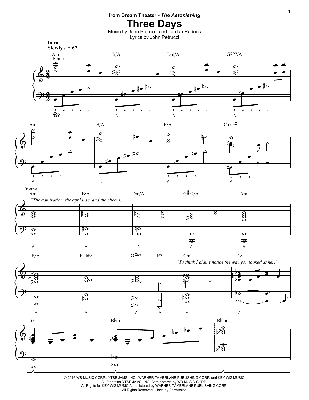 Dream Theater Three Days sheet music notes and chords arranged for Guitar Tab