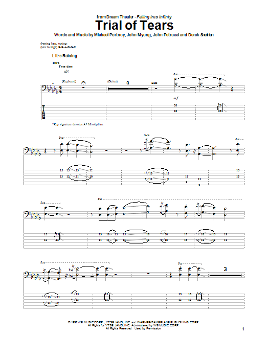 Dream Theater Trial Of Tears sheet music notes and chords arranged for Guitar Tab