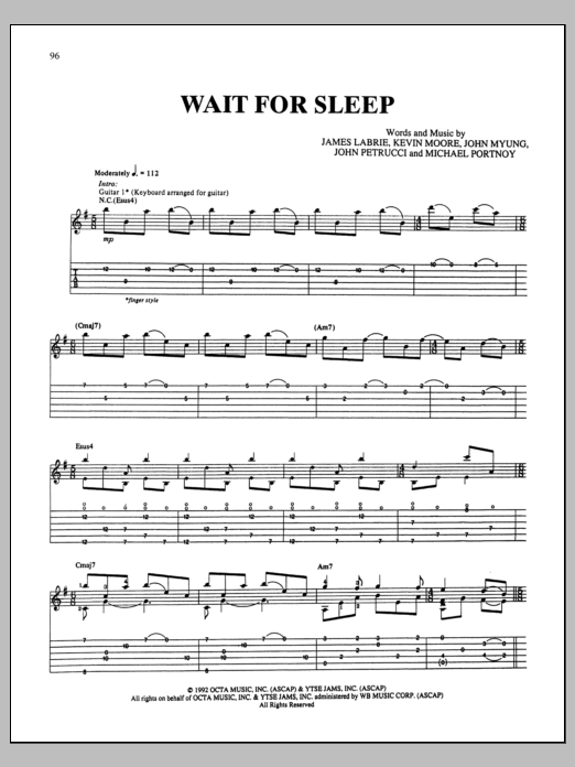 Dream Theater Wait For Sleep sheet music notes and chords arranged for Guitar Tab