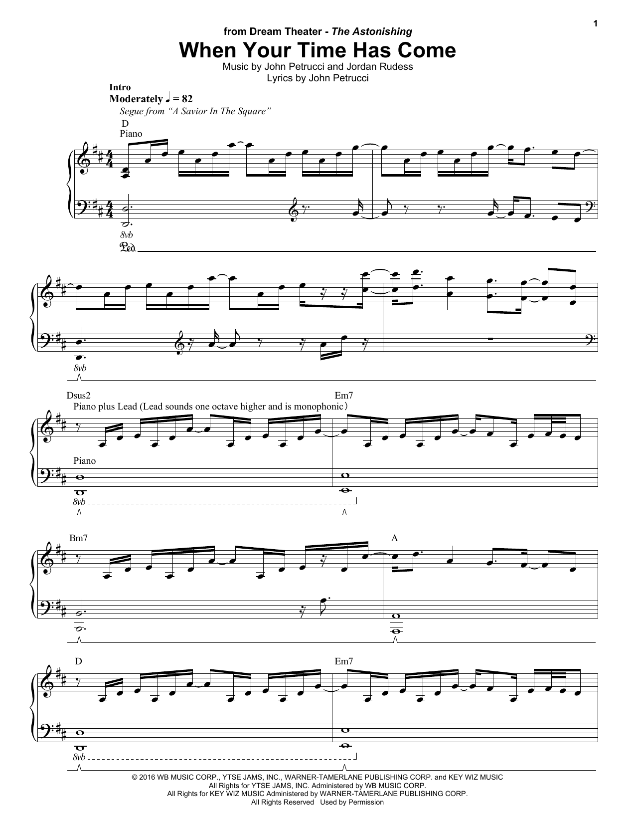 Dream Theater When Your Time Has Come sheet music notes and chords arranged for Guitar Tab