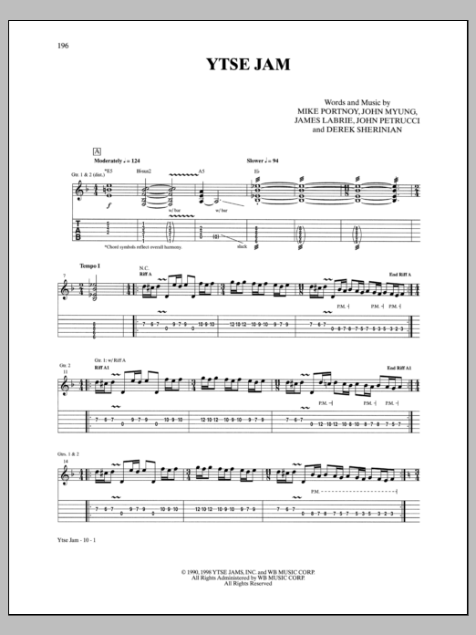 Dream Theater YTSE Jam sheet music notes and chords arranged for Guitar Tab
