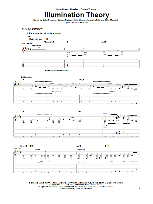 Dream Theater Illumination Theory sheet music notes and chords arranged for Guitar Tab