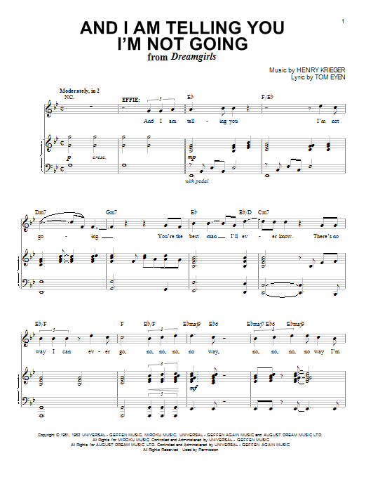 Dreamgirls (Musical) And I Am Telling You I'm Not Going sheet music notes and chords arranged for Piano & Vocal