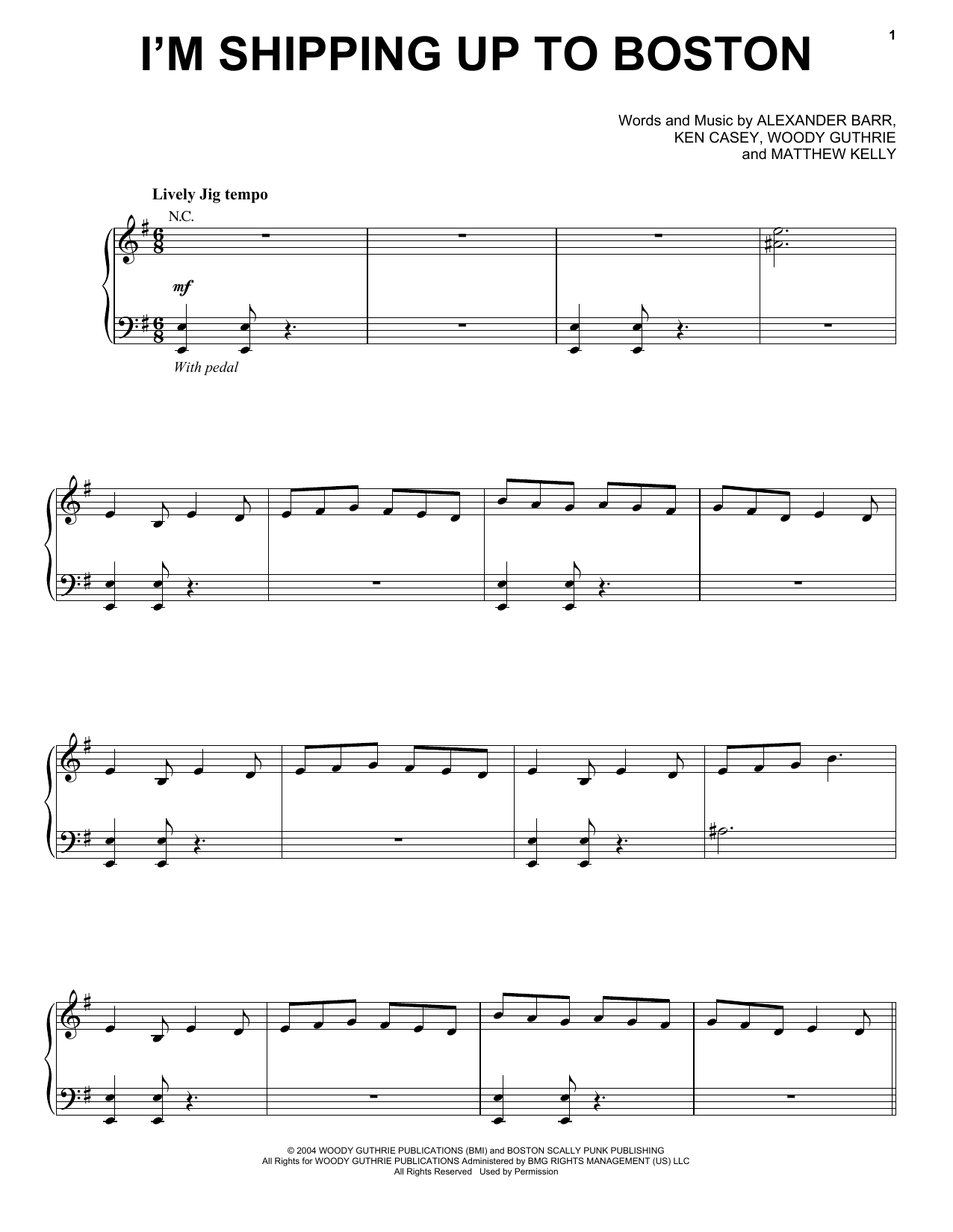 Dropkick Murphys I'm Shipping Up To Boston sheet music notes and chords arranged for Guitar Tab
