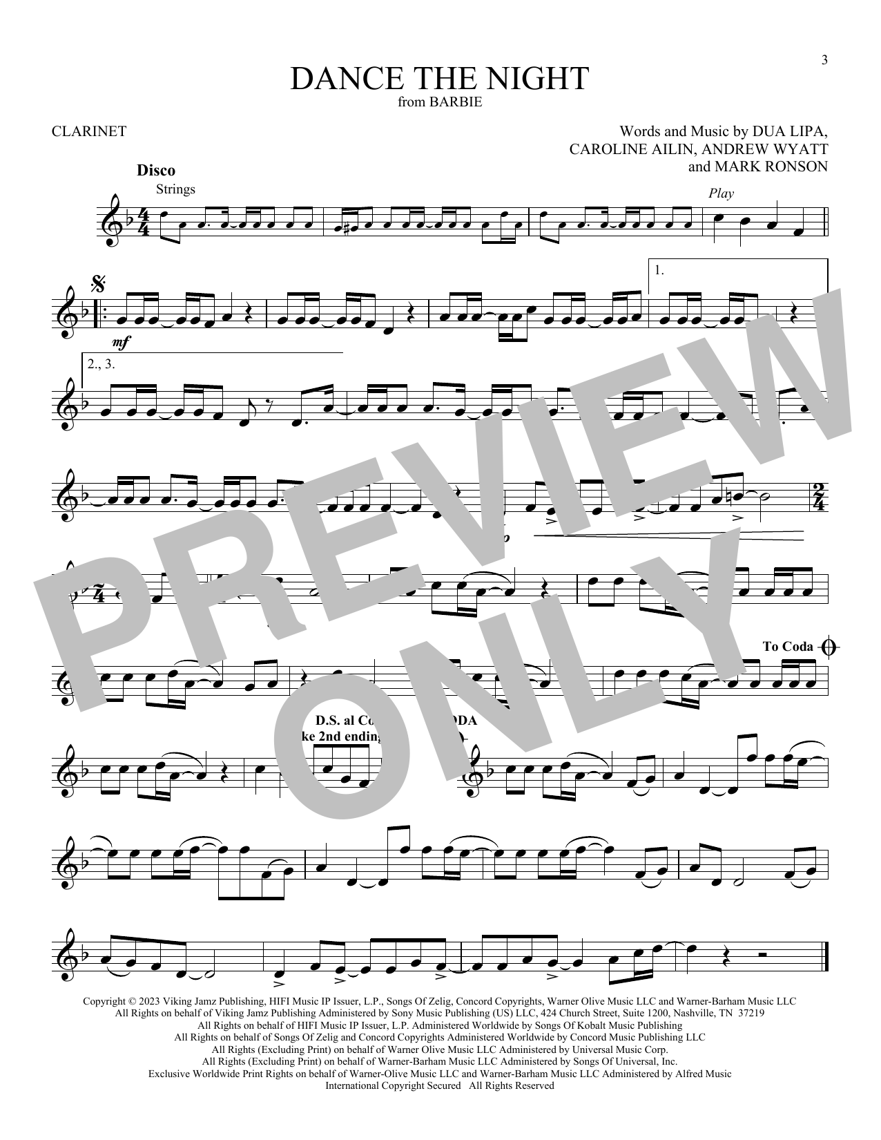 Dua Lipa Dance The Night (from Barbie) sheet music notes and chords arranged for Cello Solo