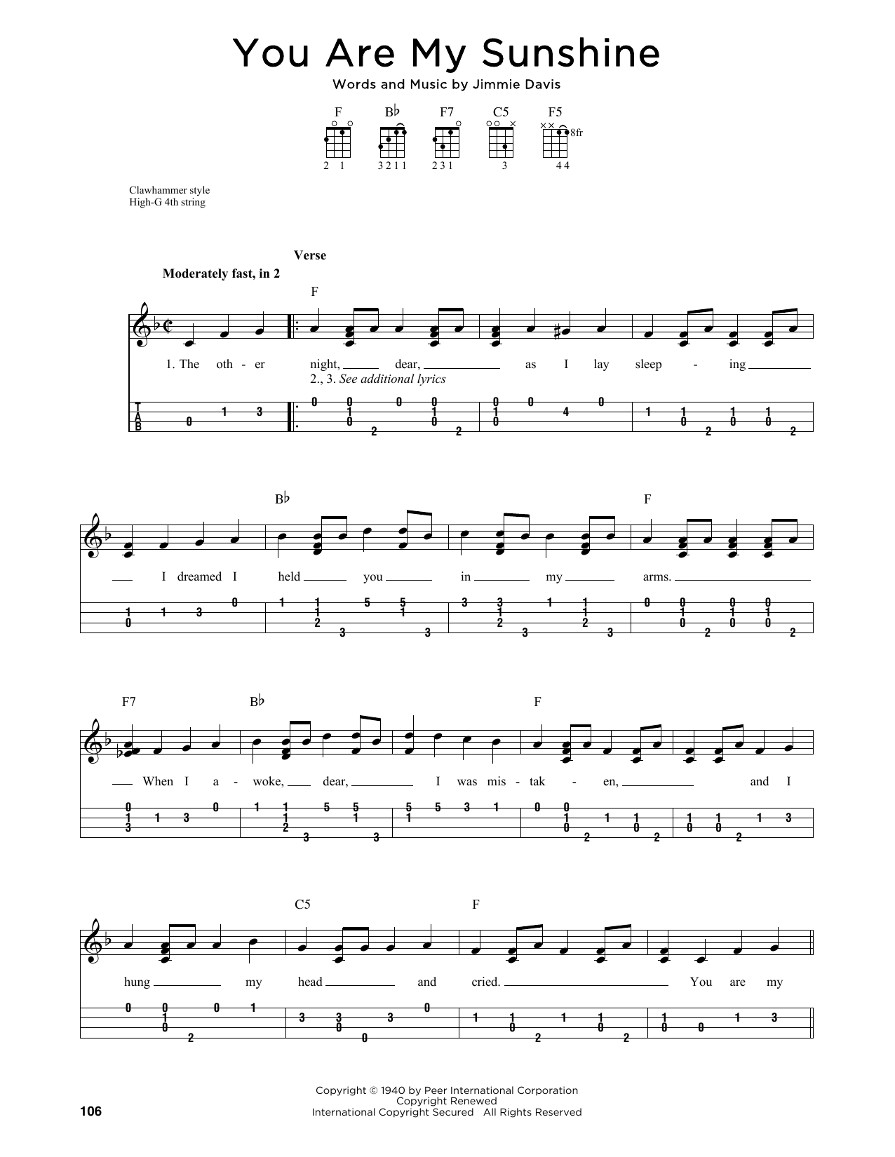 Duane Eddy You Are My Sunshine (arr. Jim Schustedt) sheet music notes and chords arranged for Ukulele