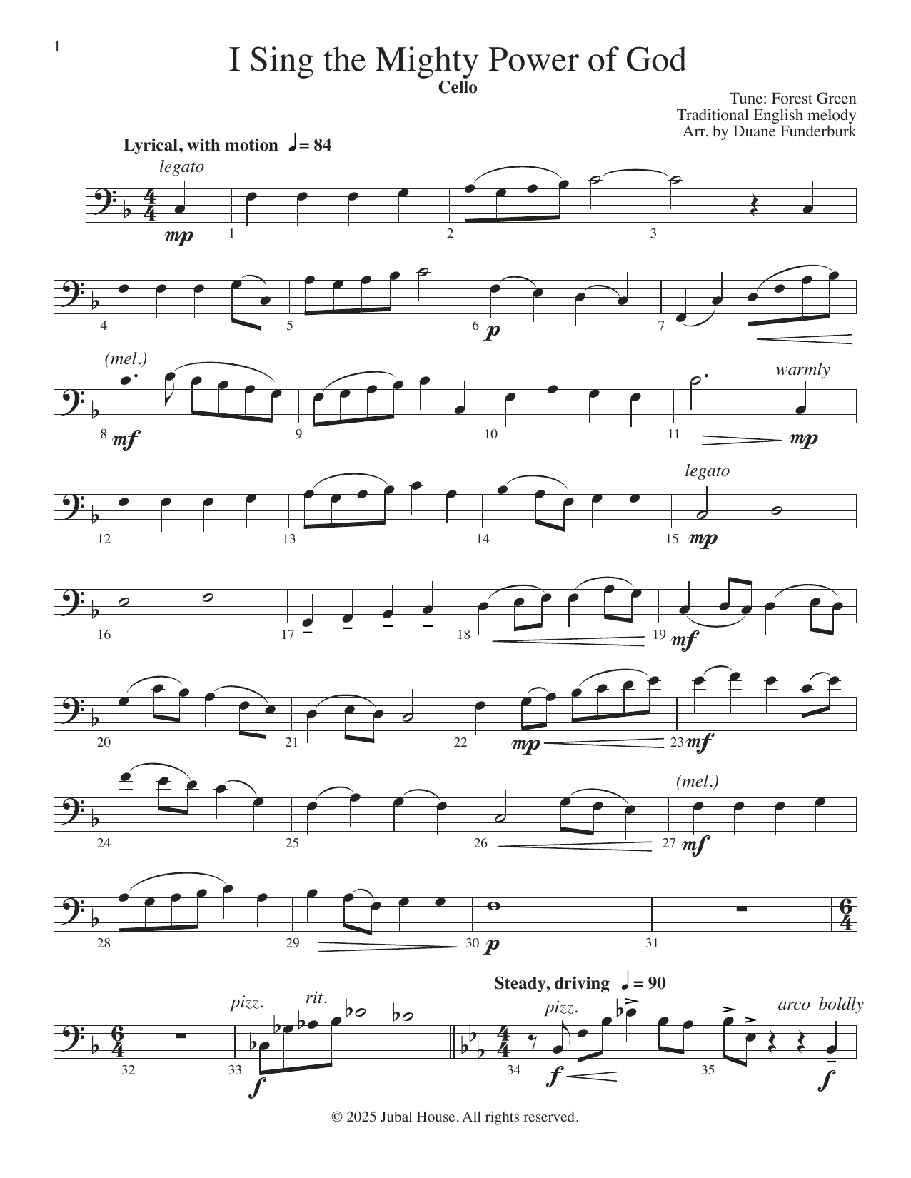 Duane Funderburk Hark! I Hear The Harps Eternal sheet music notes and chords arranged for Cello Solo