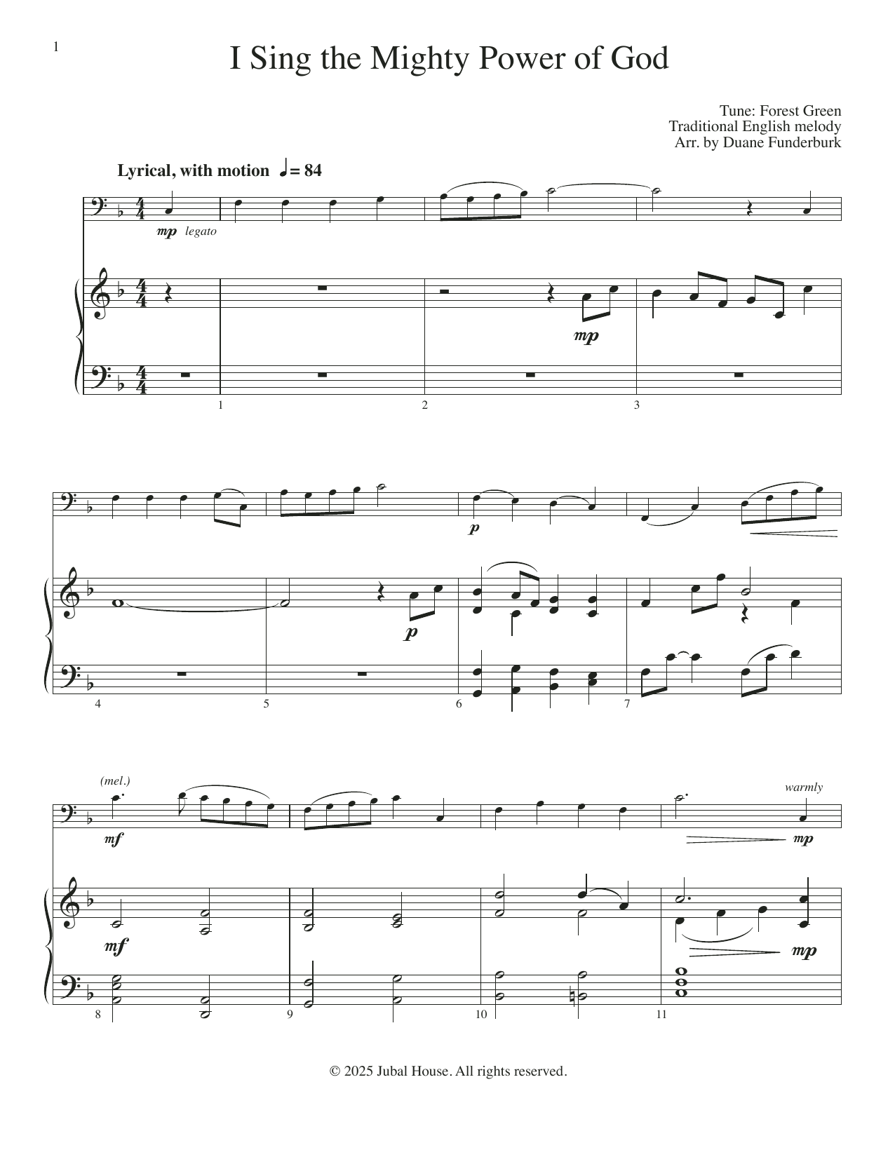 Duane Funderburk I Sing the Mighty Power of God sheet music notes and chords arranged for Cello and Piano