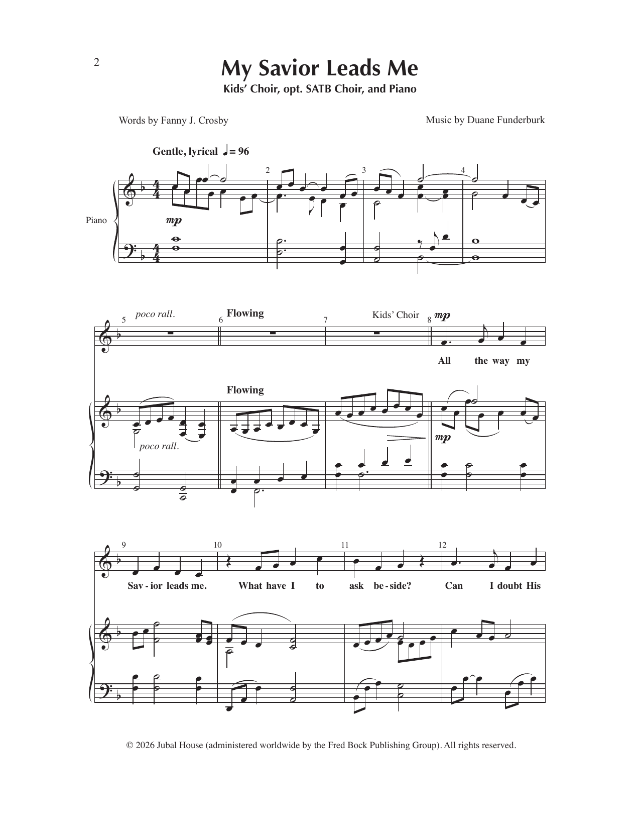 Duane Funderburk My Savior Leads Me sheet music notes and chords arranged for Choir