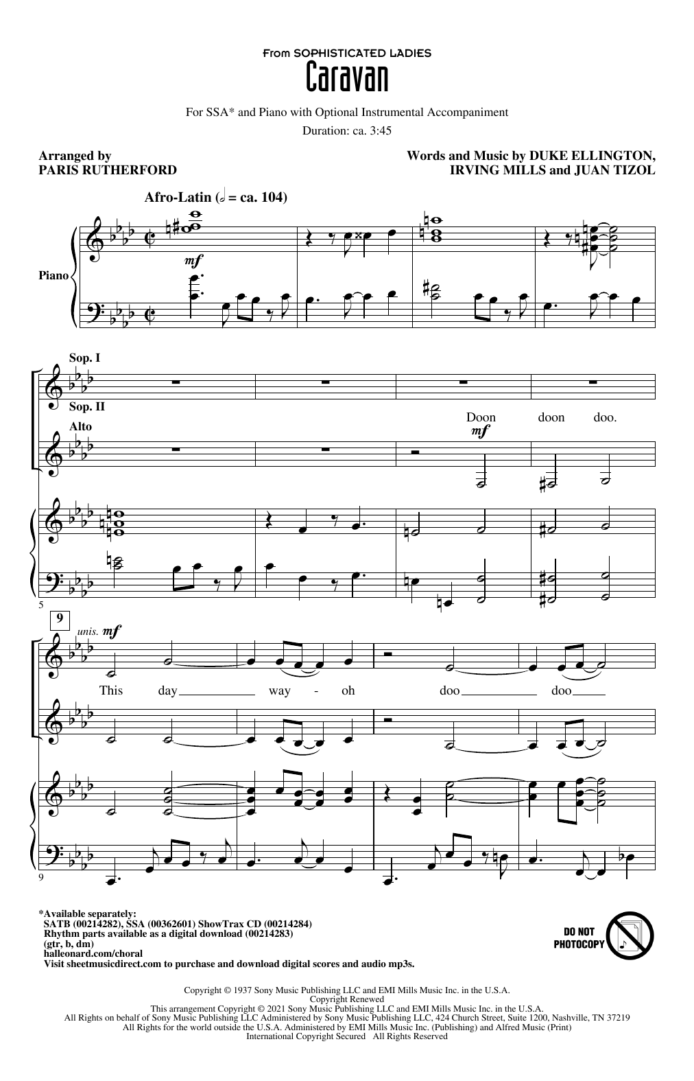 Duke Ellington and his Orchestra Caravan (from Sophisticated Ladies) (arr. Paris Rutherford) sheet music notes and chords arranged for SSA Choir