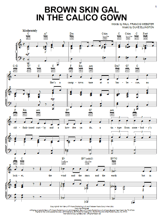 Duke Ellington Brown Skin Gal In The Calico Gown sheet music notes and chords arranged for Real Book – Melody & Chords