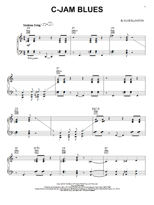 Duke Ellington C-Jam Blues (arr. Brent Edstrom) sheet music notes and chords arranged for Piano Solo