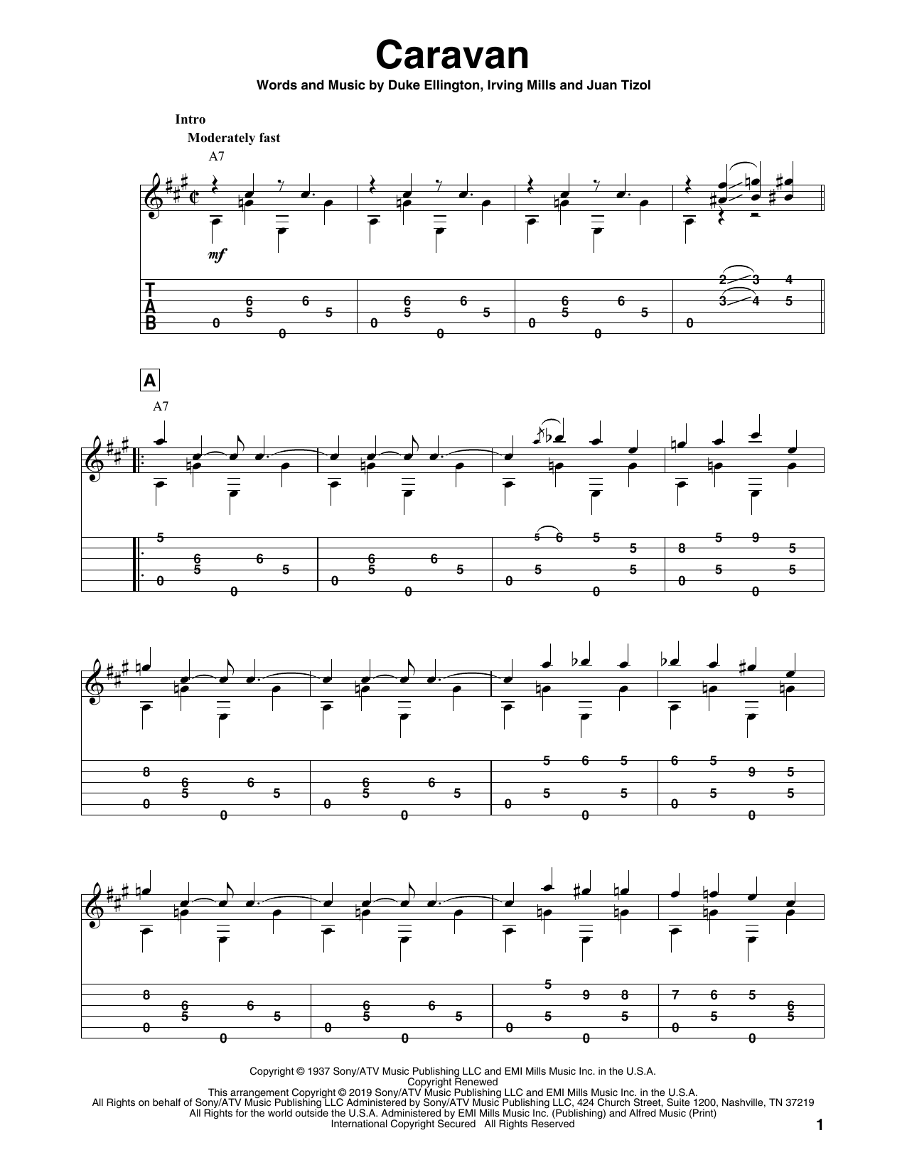 Duke Ellington Caravan (arr. Bill LaFleur) sheet music notes and chords arranged for Solo Guitar