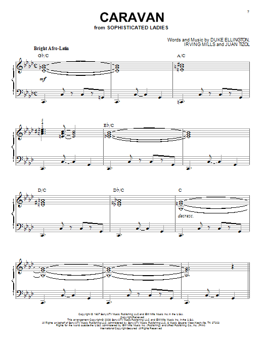 Duke Ellington Caravan (arr. Brent Edstrom) sheet music notes and chords arranged for Piano Solo