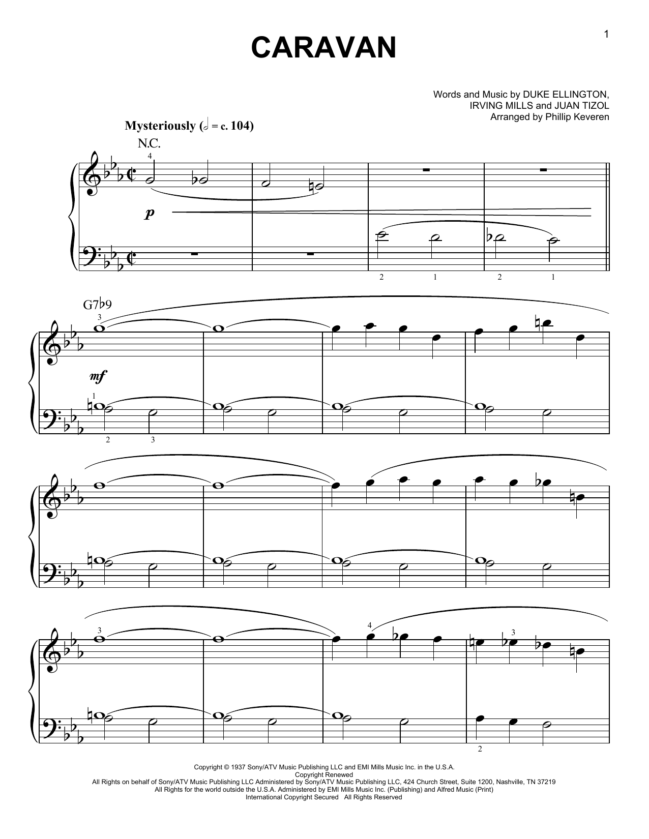Duke Ellington Caravan (arr. Phillip Keveren) sheet music notes and chords arranged for Easy Piano