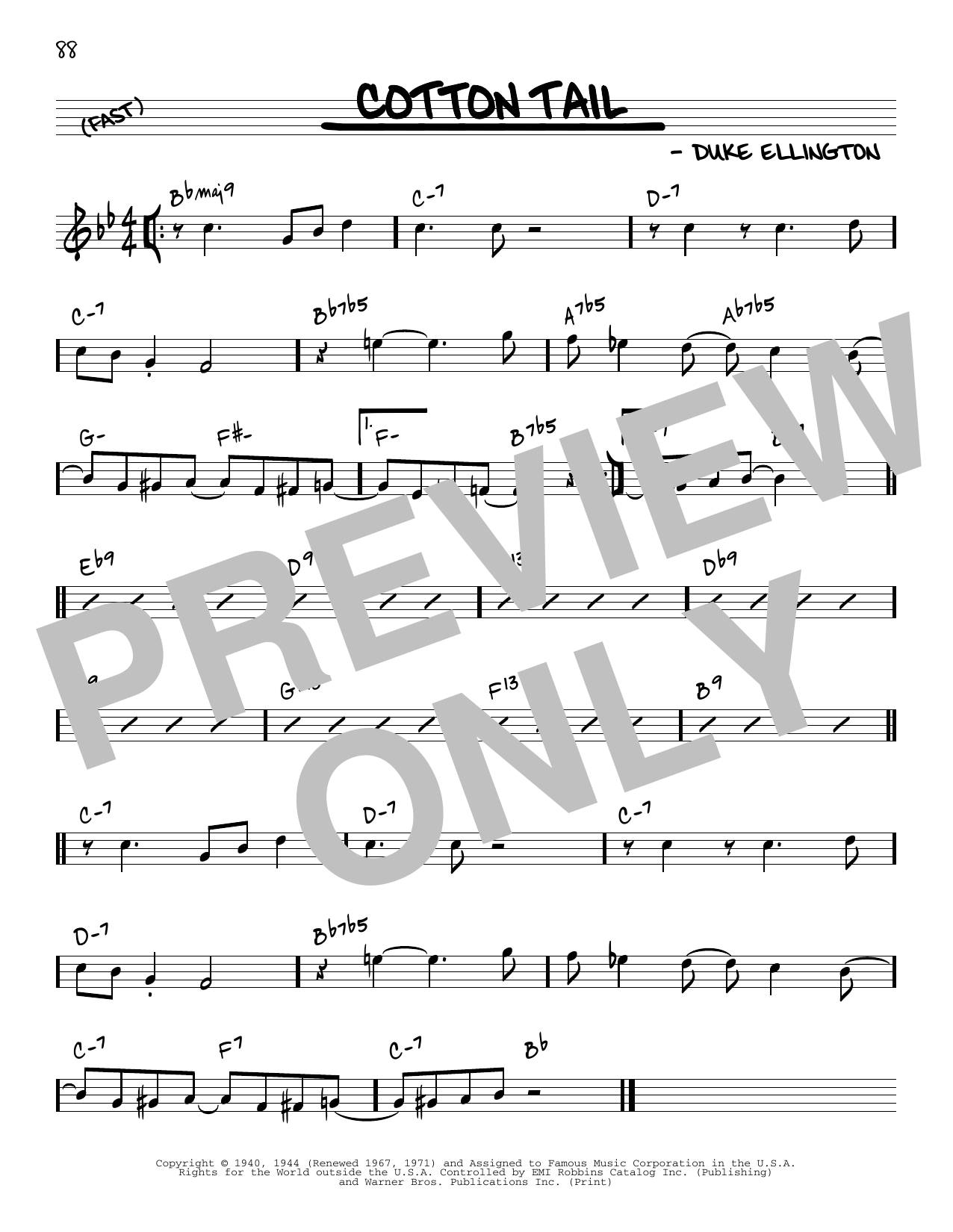 Duke Ellington Cotton Tail [Reharmonized version] (arr. Jack Grassel) sheet music notes and chords arranged for Real Book – Melody & Chords