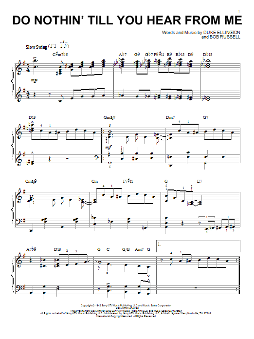 Duke Ellington Do Nothin' Till You Hear From Me (arr. Brent Edstrom) sheet music notes and chords arranged for Piano Solo