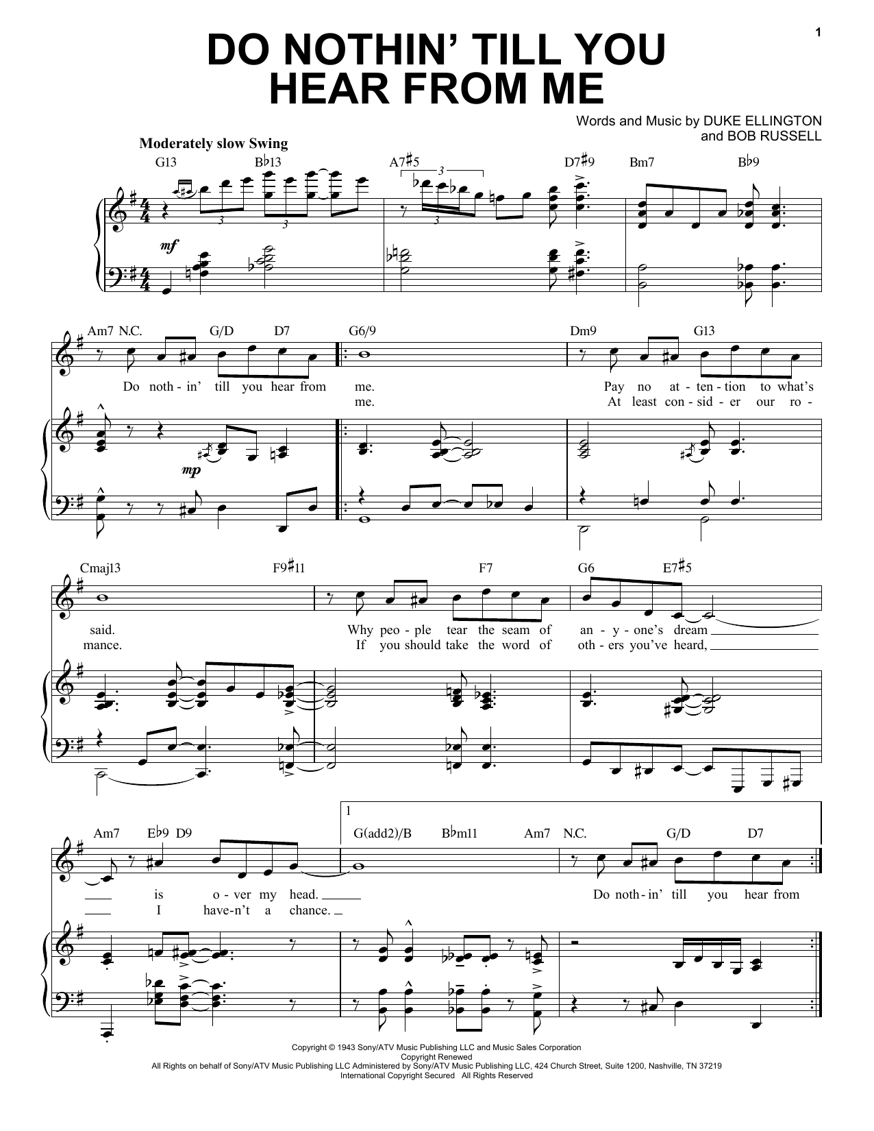 Duke Ellington Do Nothin' Till You Hear From Me [Jazz version] (arr. Brent Edstrom) sheet music notes and chords arranged for Piano & Vocal