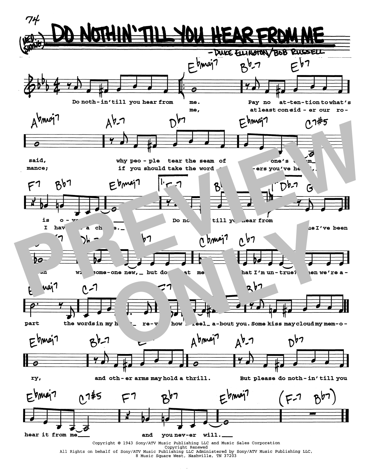 Duke Ellington Do Nothin' Till You Hear From Me (Low Voice) sheet music notes and chords arranged for Real Book – Melody, Lyrics & Chords