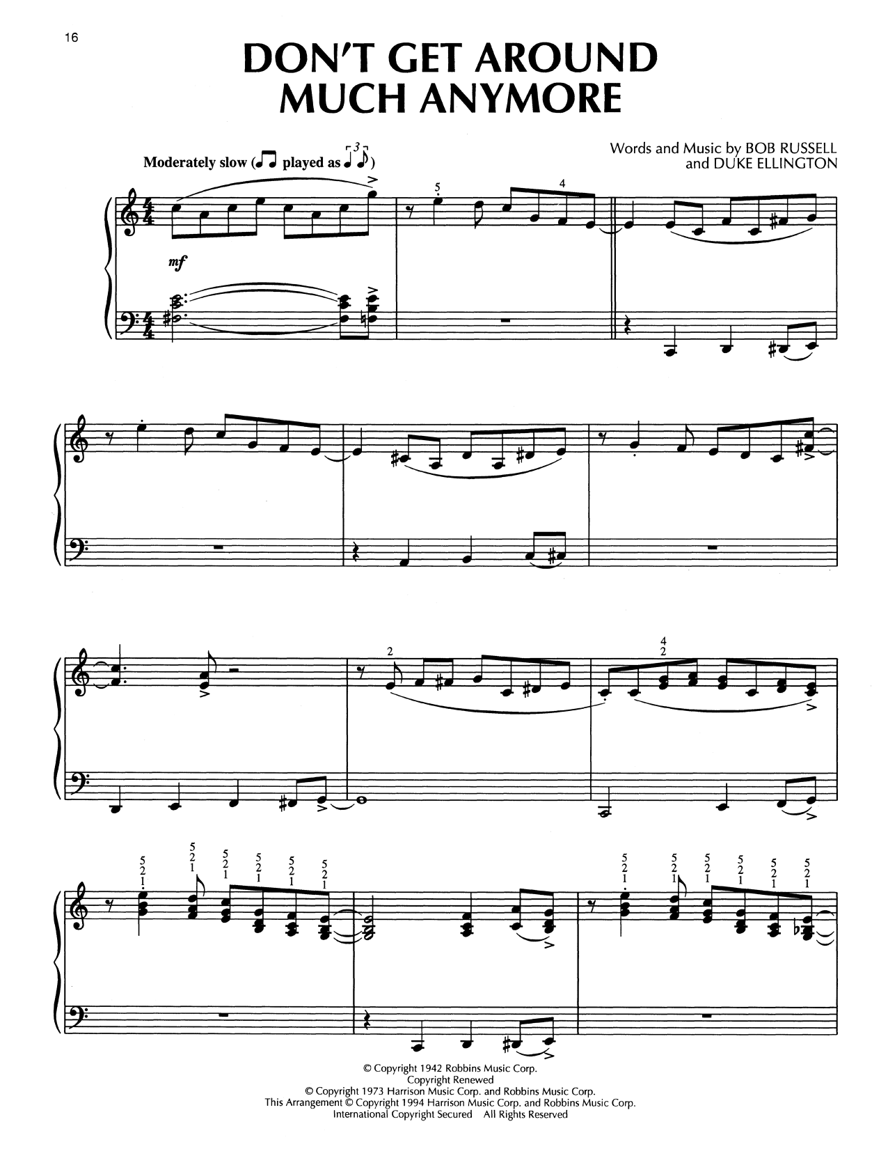 Duke Ellington Don't Get Around Much Anymore (arr. Bill Boyd) sheet music notes and chords arranged for Piano Solo