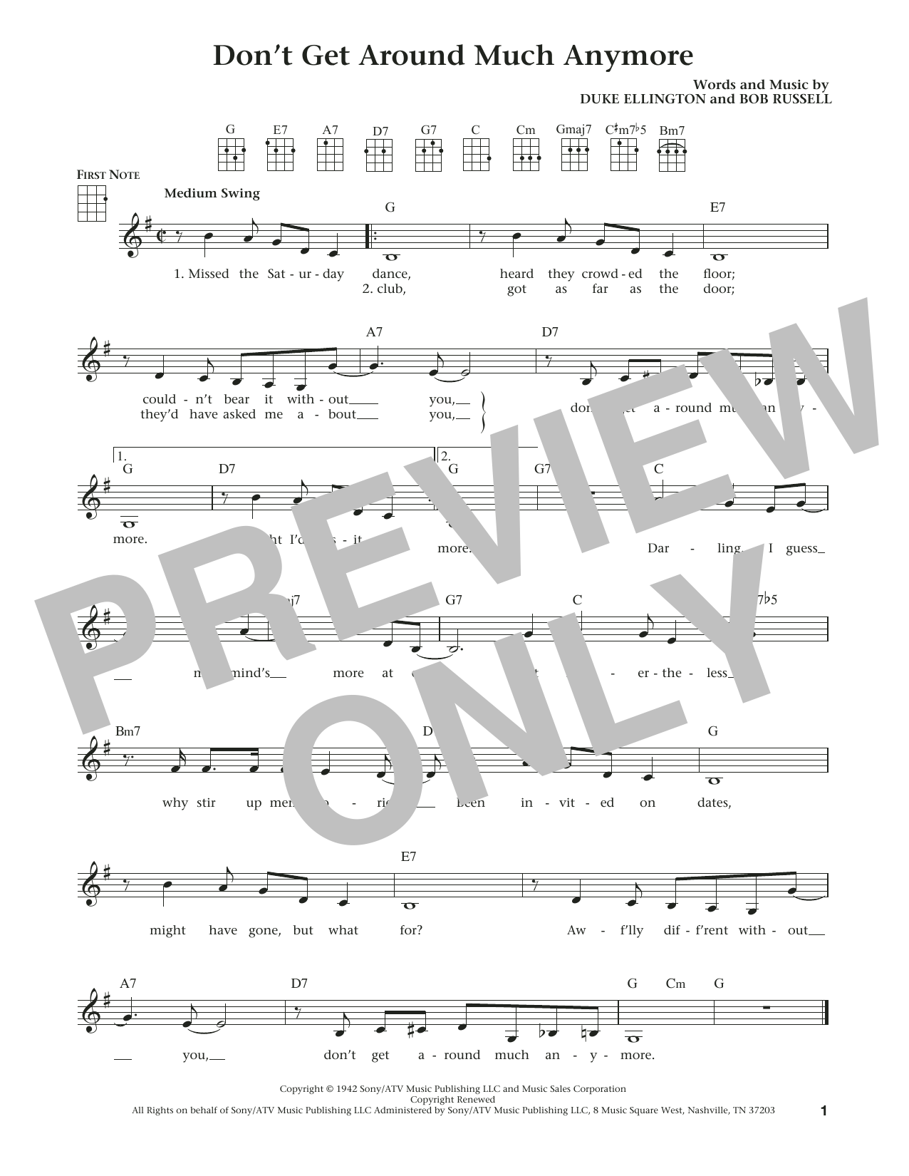 Duke Ellington Don't Get Around Much Anymore (from The Daily Ukulele) (arr. Liz and Jim Beloff) sheet music notes and chords arranged for Ukulele