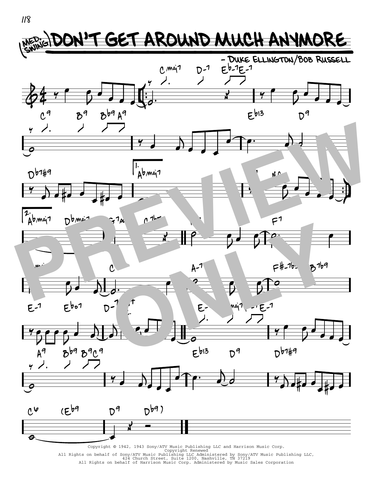 Duke Ellington Don't Get Around Much Anymore [Reharmonized version] (arr. Jack Grassel) sheet music notes and chords arranged for Real Book – Melody & Chords