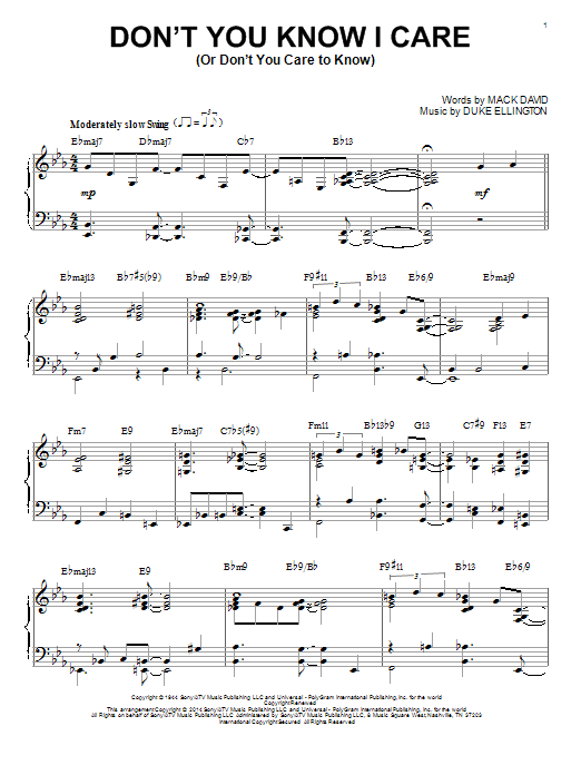 Duke Ellington Don't You Know I Care (Or Don't You Care To Know) sheet music notes and chords arranged for Real Book – Melody & Chords