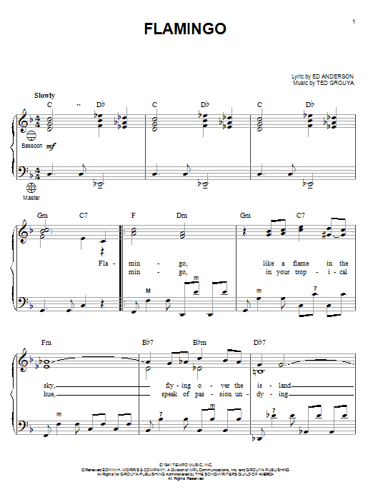 Duke Ellington Flamingo sheet music notes and chords arranged for Accordion