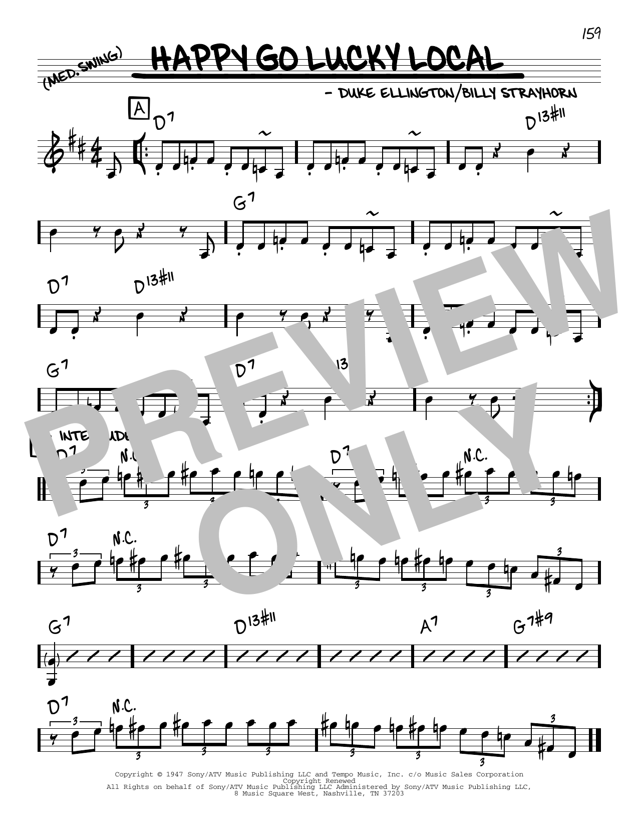 Duke Ellington Happy Go Lucky Local sheet music notes and chords arranged for Real Book – Melody & Chords