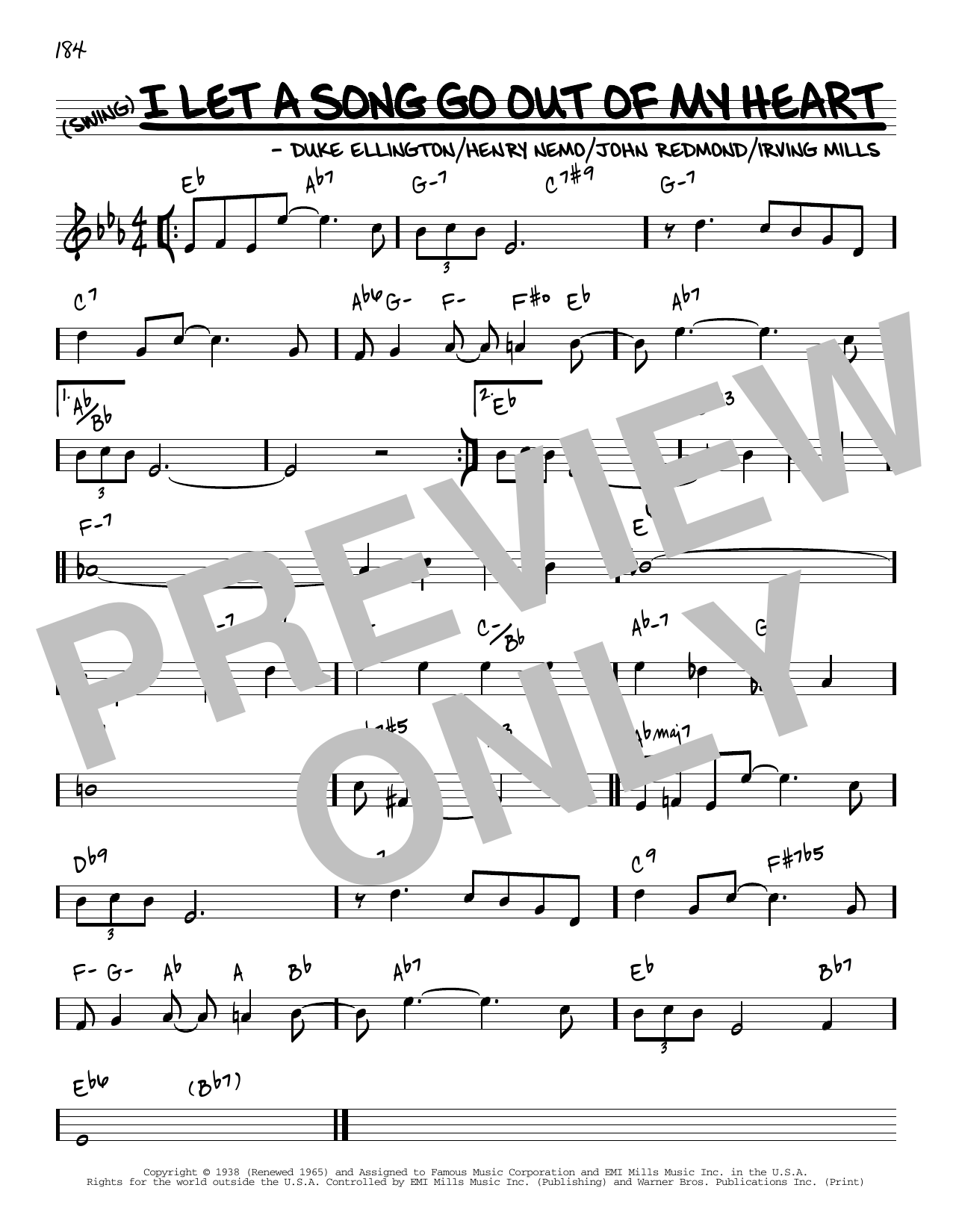 Duke Ellington I Let A Song Go Out Of My Heart [Reharmonized version] (arr. Jack Grassel) sheet music notes and chords arranged for Real Book – Melody & Chords