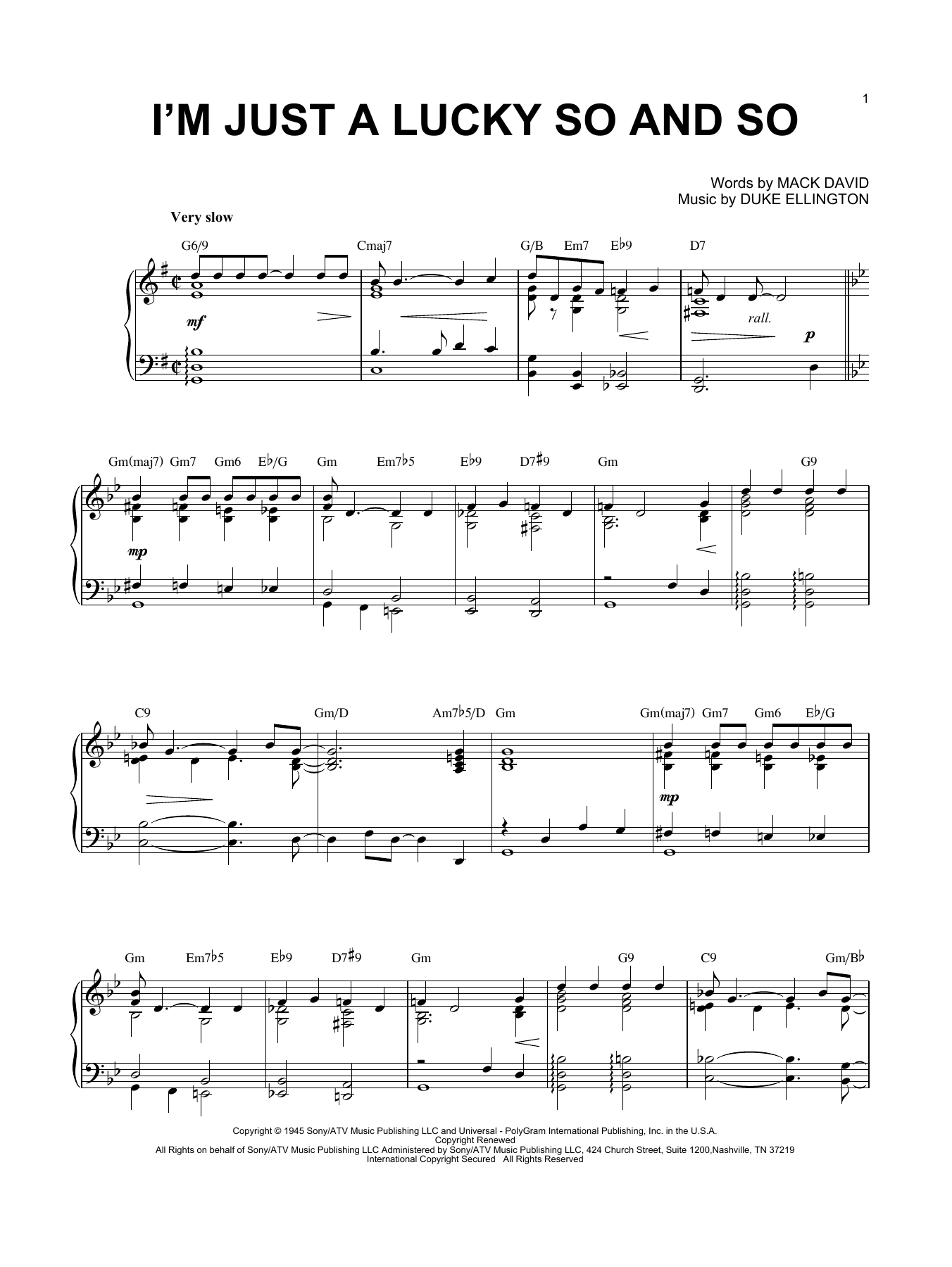 Duke Ellington I'm Just A Lucky So And So (arr. Brent Edstrom) sheet music notes and chords arranged for Piano Solo