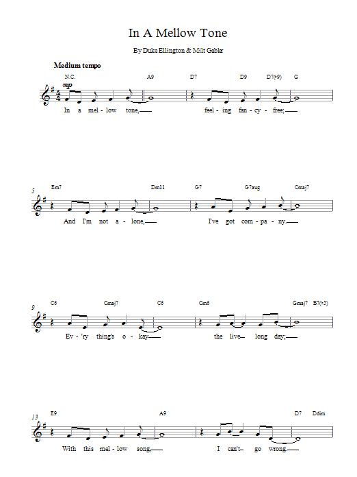 Duke Ellington In A Mellow Tone sheet music notes and chords arranged for Vibraphone Solo