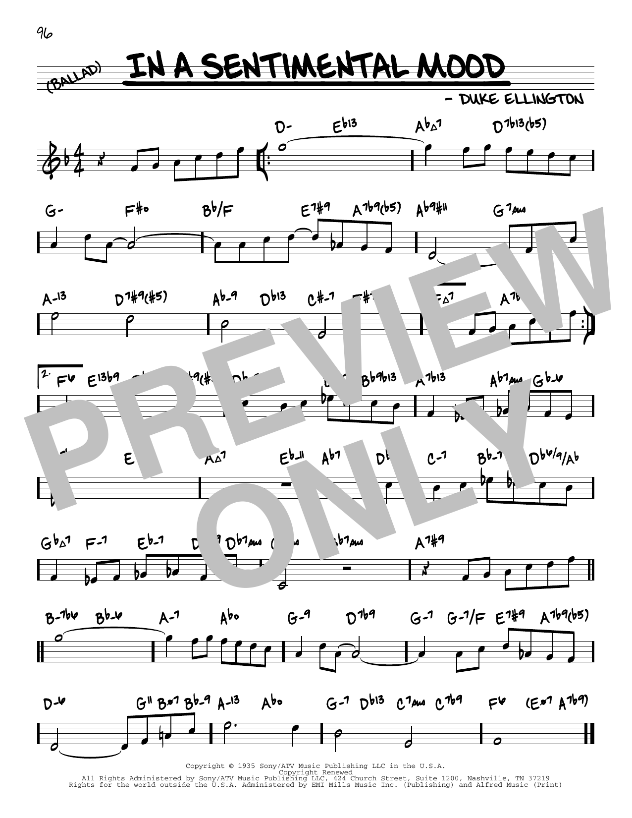 Duke Ellington In A Sentimental Mood (arr. David Hazeltine) sheet music notes and chords arranged for Real Book – Enhanced Chords