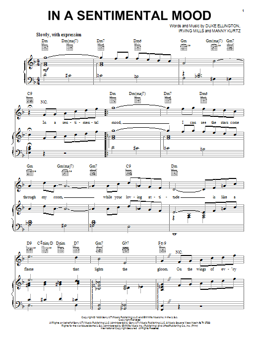 Duke Ellington In A Sentimental Mood sheet music notes and chords arranged for Alto Sax Solo