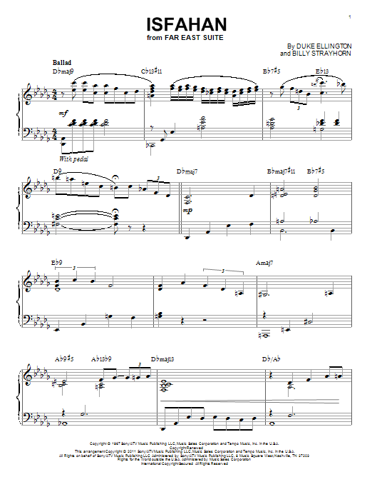 Duke Ellington Isfahan (arr. Brent Edstrom) sheet music notes and chords arranged for Piano Solo