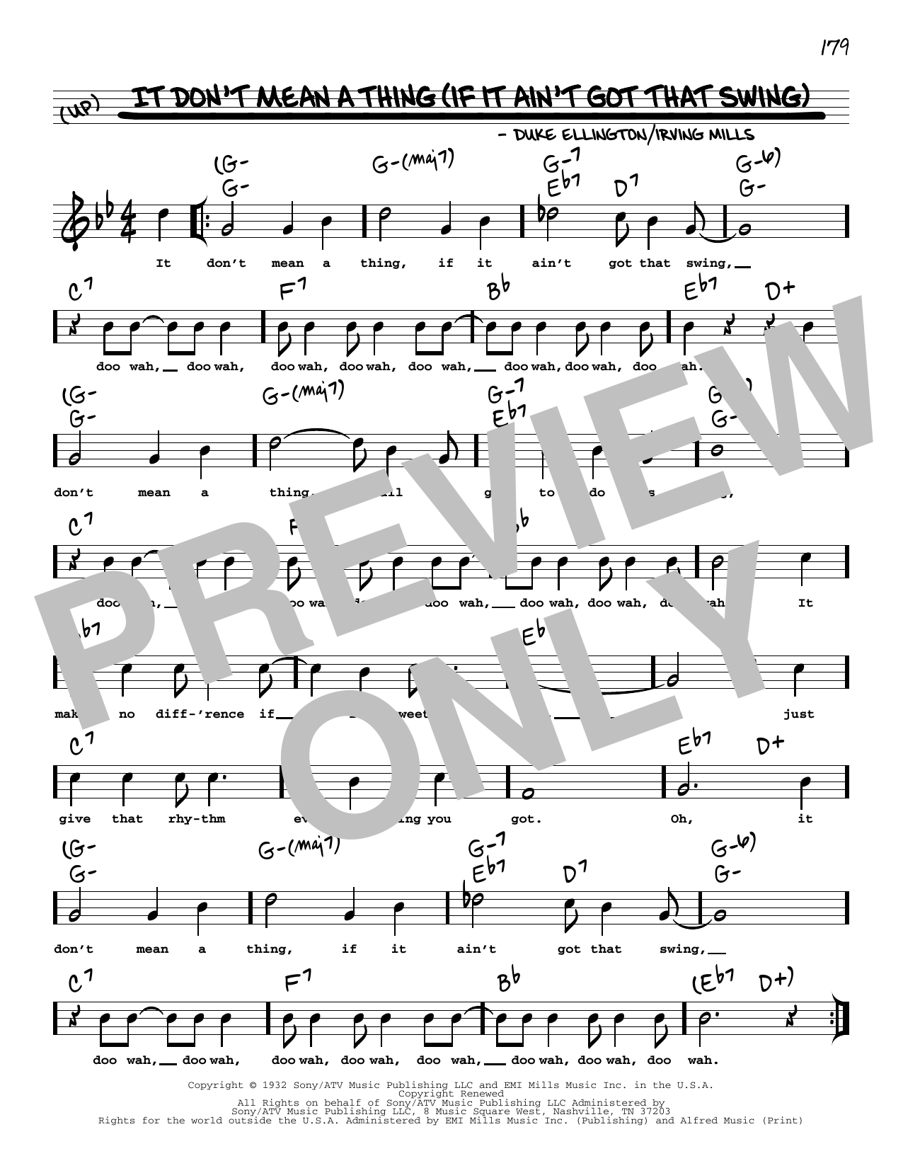 Duke Ellington It Don't Mean A Thing (If It Ain't Got That Swing) (arr. Robert Rawlins) sheet music notes and chords arranged for Real Book – Melody, Lyrics & Chords