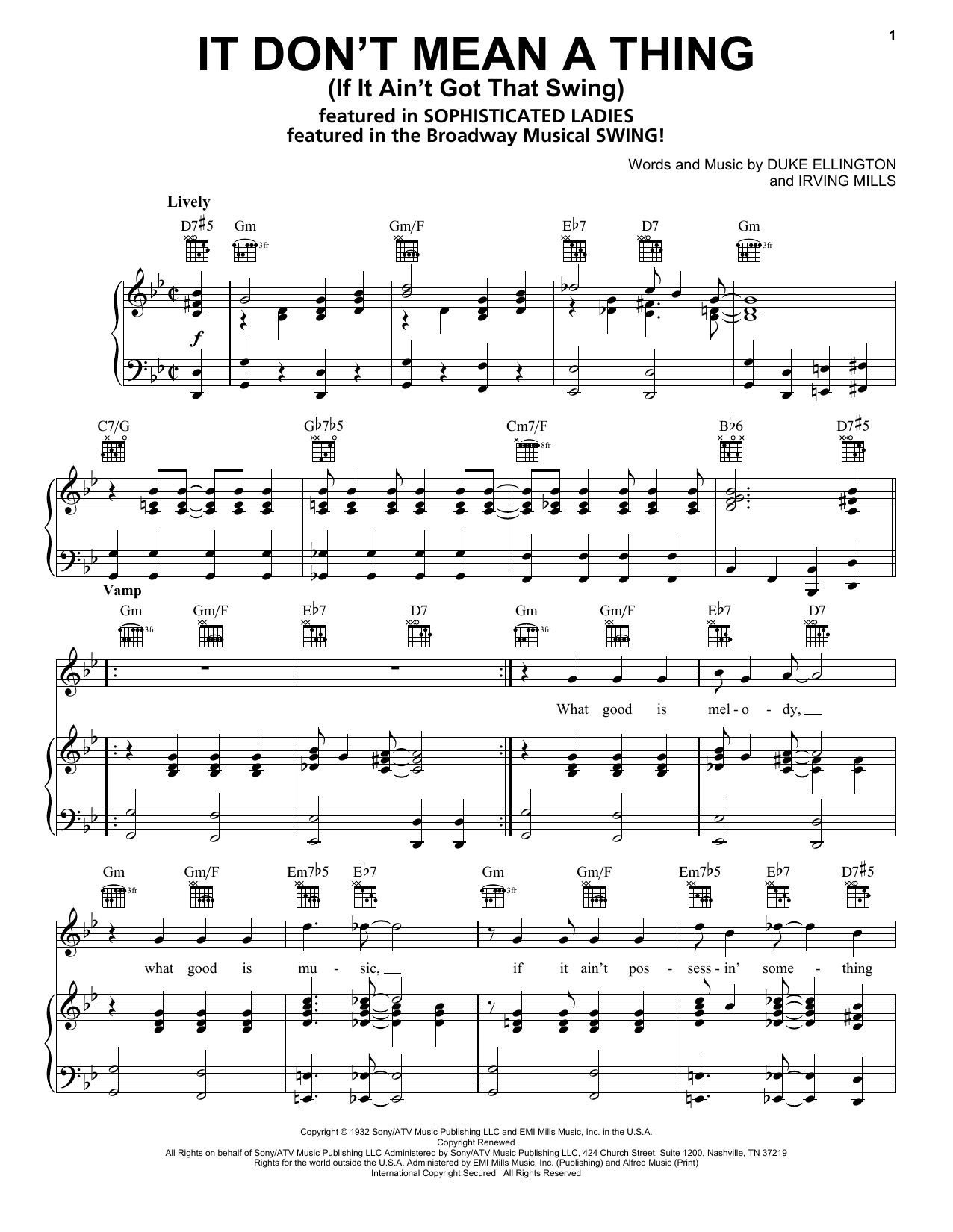 Duke Ellington It Don't Mean A Thing (If It Ain't Got That Swing) sheet music notes and chords arranged for Violin Solo