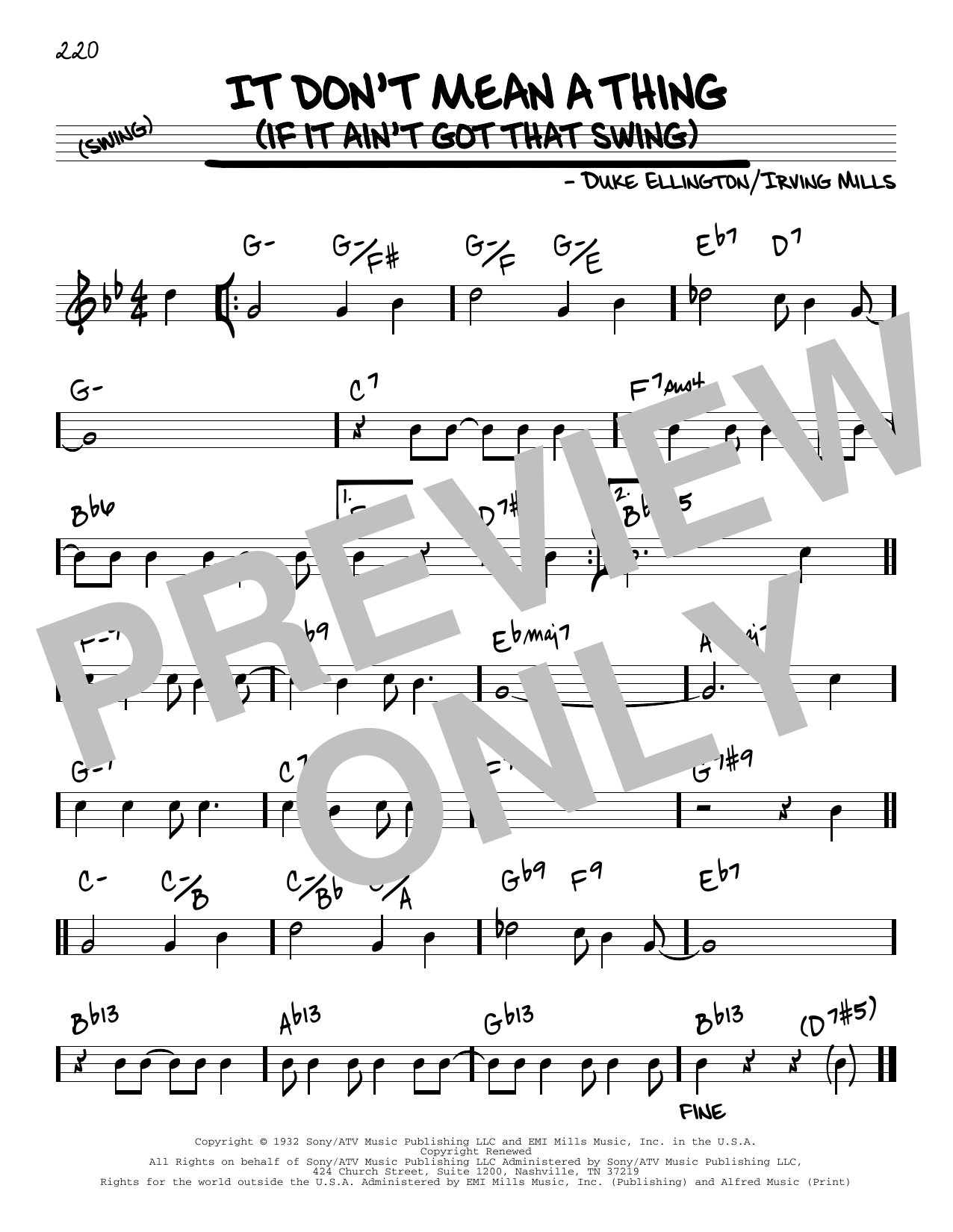 Duke Ellington It Don't Mean A Thing (If It Ain't Got That Swing) [Reharmonized version] (arr. Jack Grassel) sheet music notes and chords arranged for Real Book – Melody & Chords