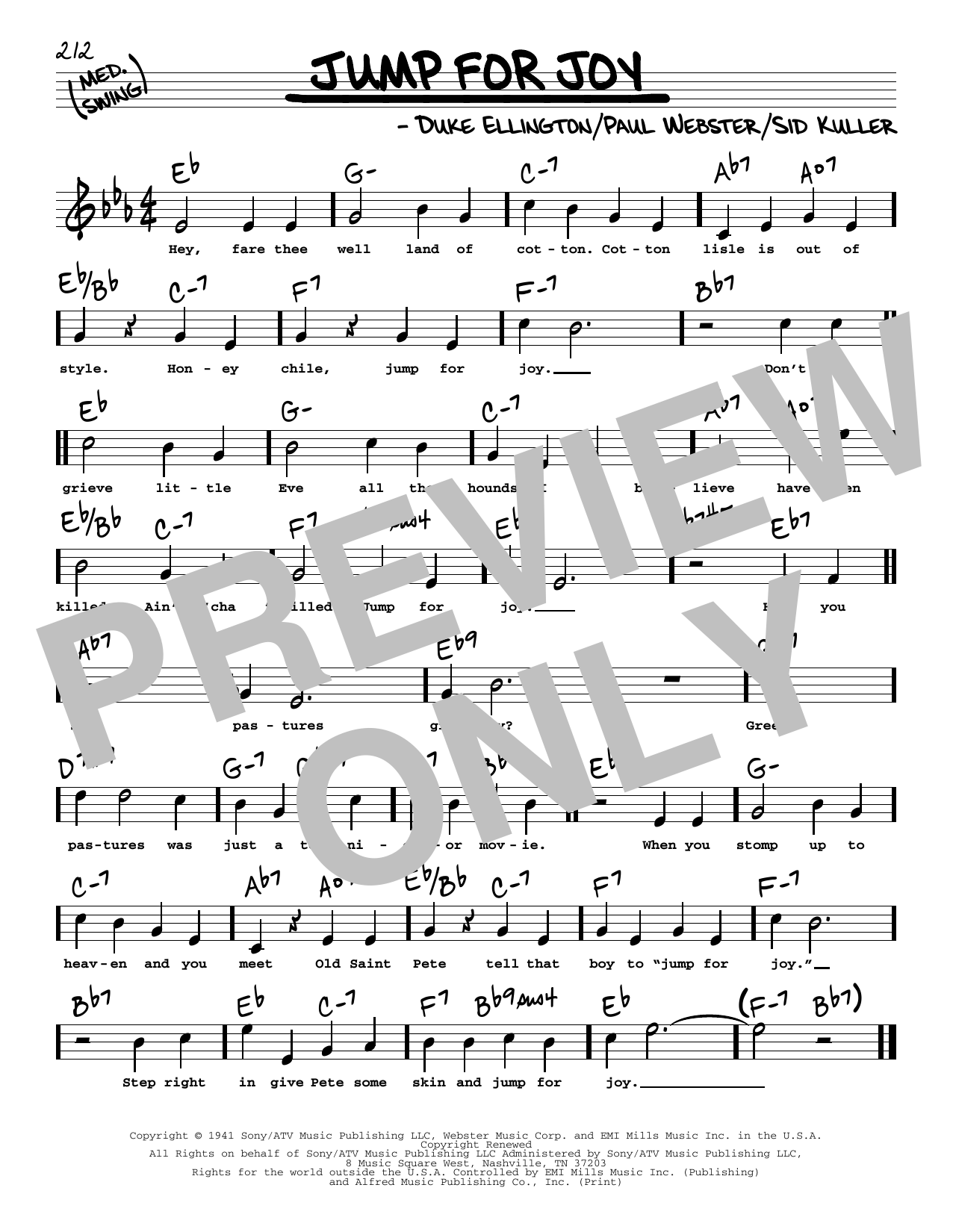 Duke Ellington Jump For Joy (High Voice) sheet music notes and chords arranged for Real Book – Melody, Lyrics & Chords