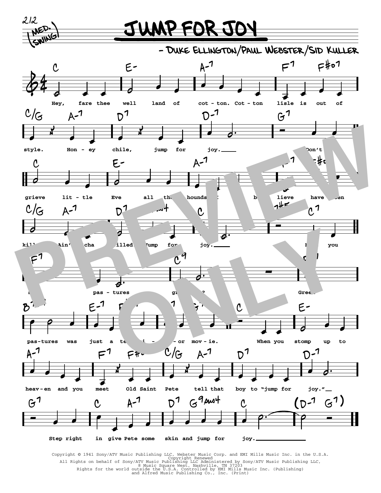 Duke Ellington Jump For Joy (Low Voice) sheet music notes and chords arranged for Real Book – Melody, Lyrics & Chords