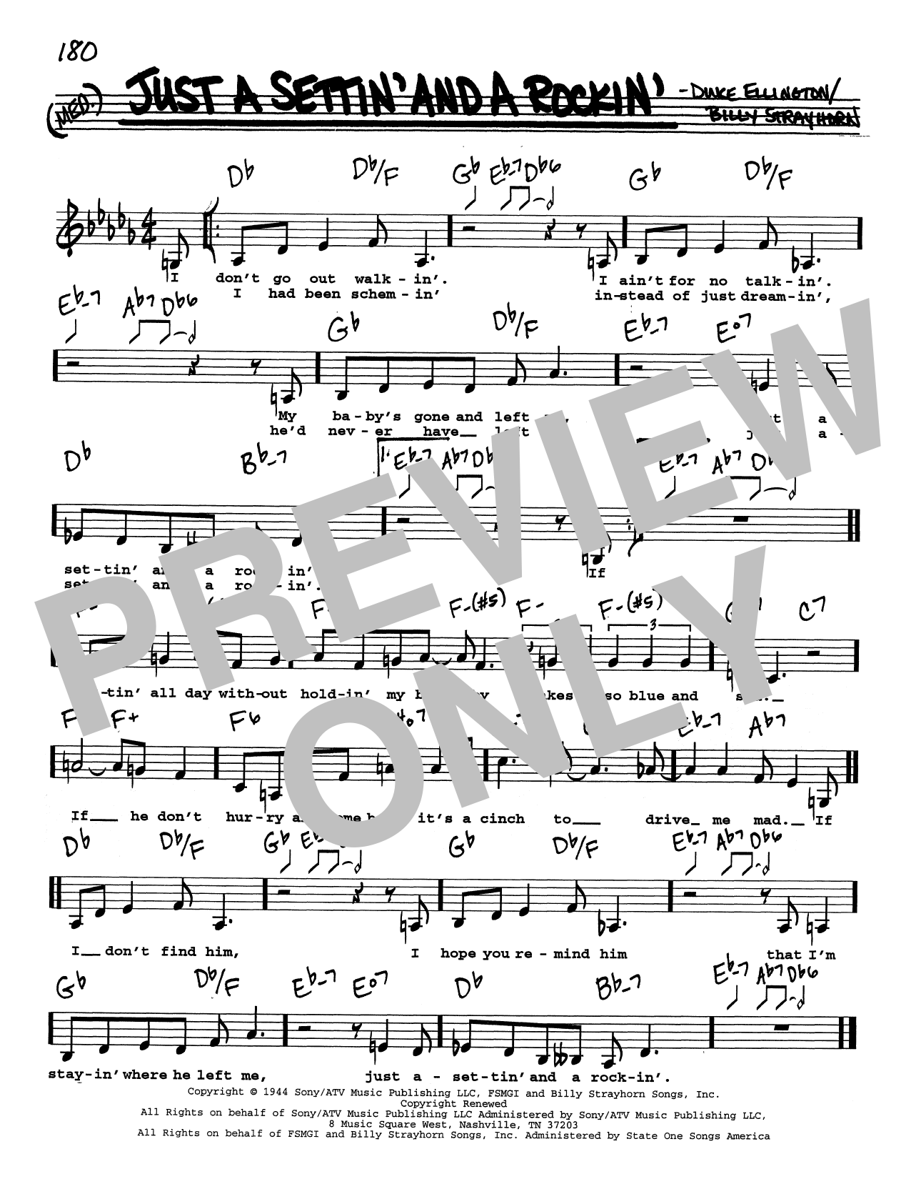 Duke Ellington Just A Settin' And A Rockin' (Low Voice) sheet music notes and chords arranged for Real Book – Melody, Lyrics & Chords