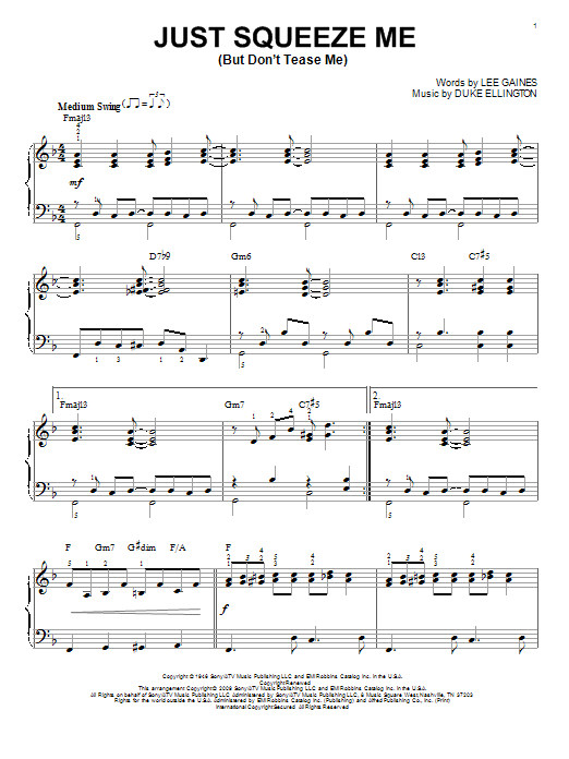Duke Ellington Just Squeeze Me (But Don't Tease Me) (arr. Brent Edstrom) sheet music notes and chords arranged for Piano Solo
