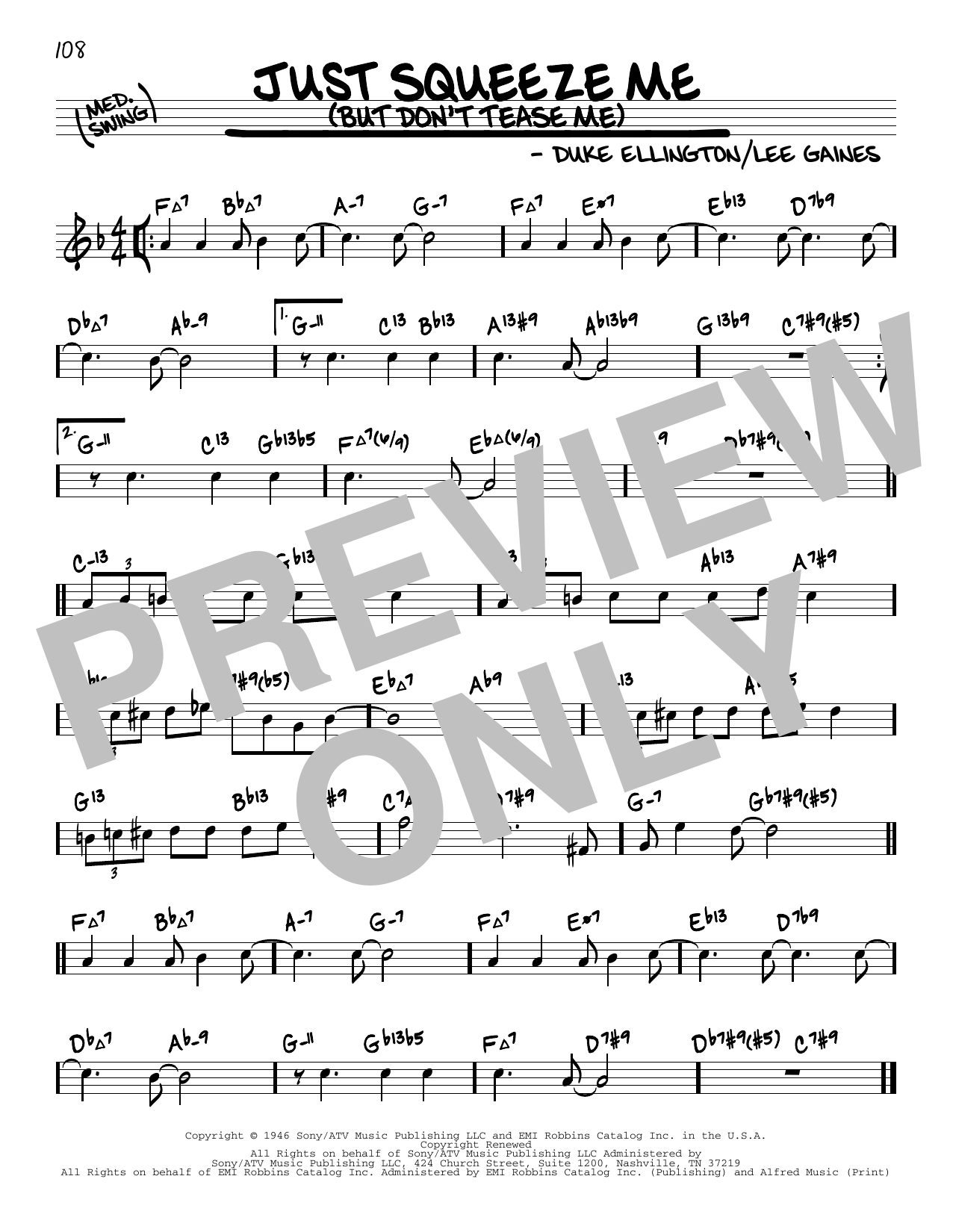 Duke Ellington Just Squeeze Me (But Don't Tease Me) (arr. David Hazeltine) sheet music notes and chords arranged for Real Book – Enhanced Chords
