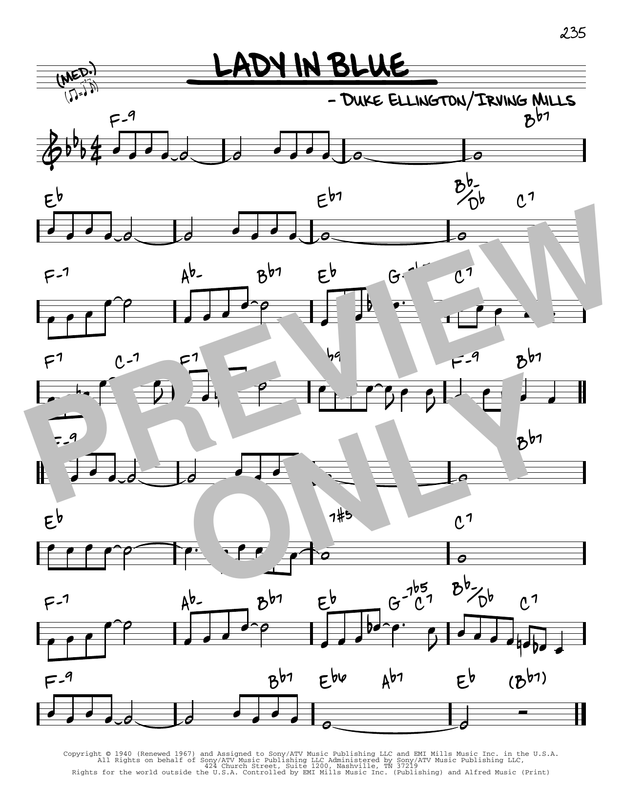 Duke Ellington Lady In Blue sheet music notes and chords arranged for Real Book – Melody & Chords