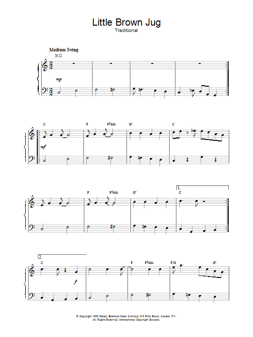 Duke Ellington Little Brown Jug sheet music notes and chords arranged for Easy Piano